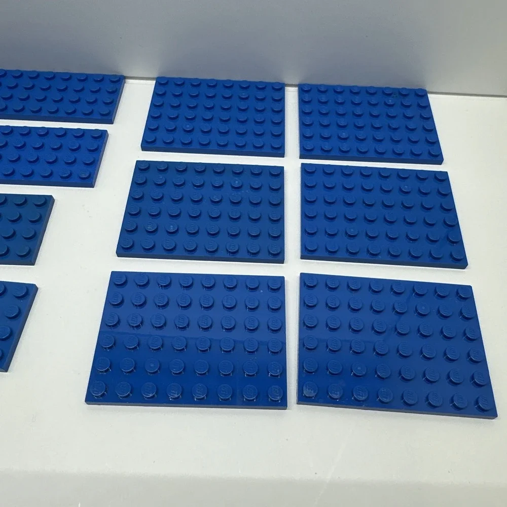 Lego Parts -‎ Plates - 4x4, 4x6, 4x8, 4x10 & 6x8 Blue Lot Of 15